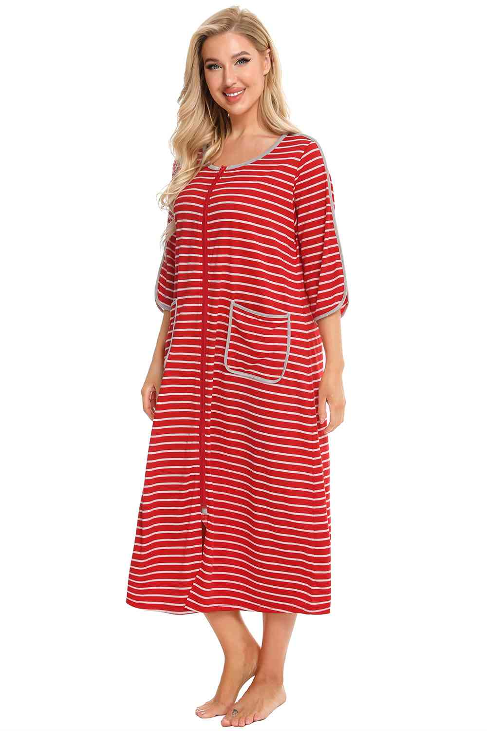 Pajama Dress with Round Neck