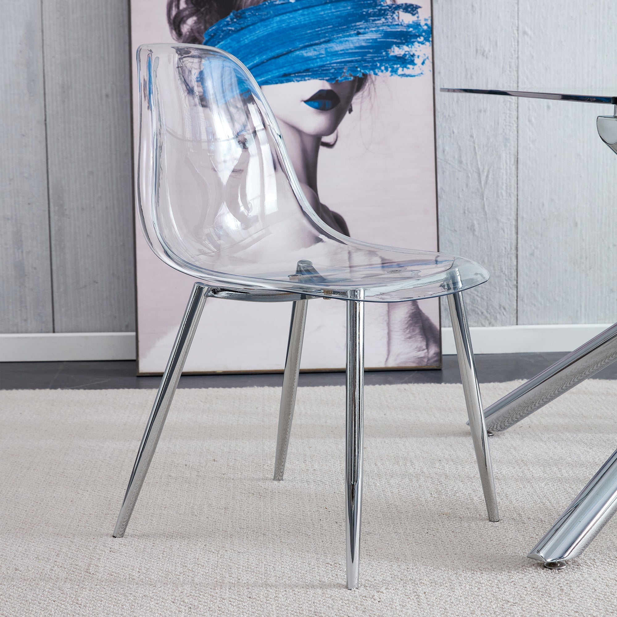 Transparent Dining Chairs, 6 pc Set