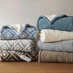 Heated Throw, Chocolate Geometric Pattern