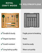 Bamboo Silverware Drawer Organizer, Expandable