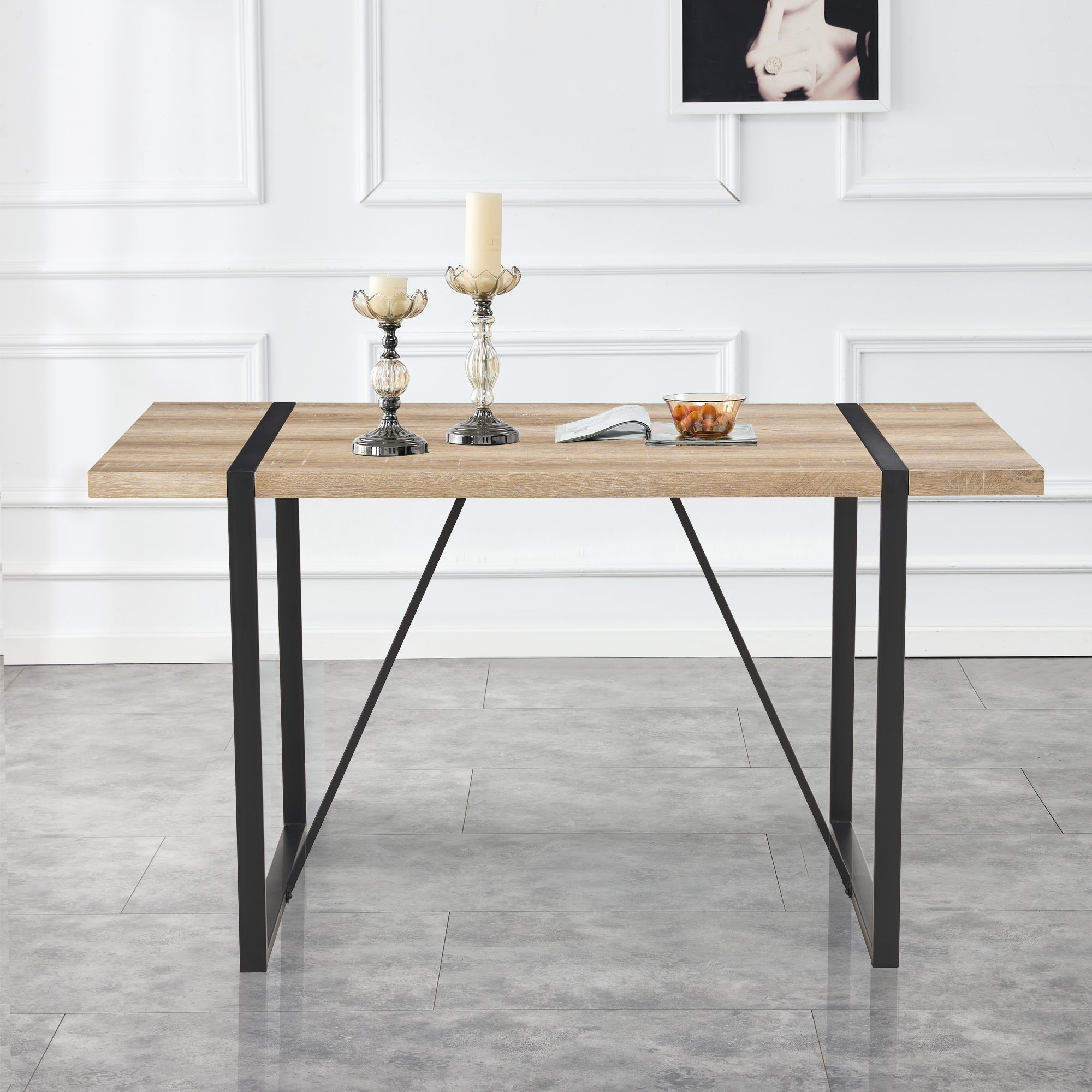 Table with Stylish Metal Frame