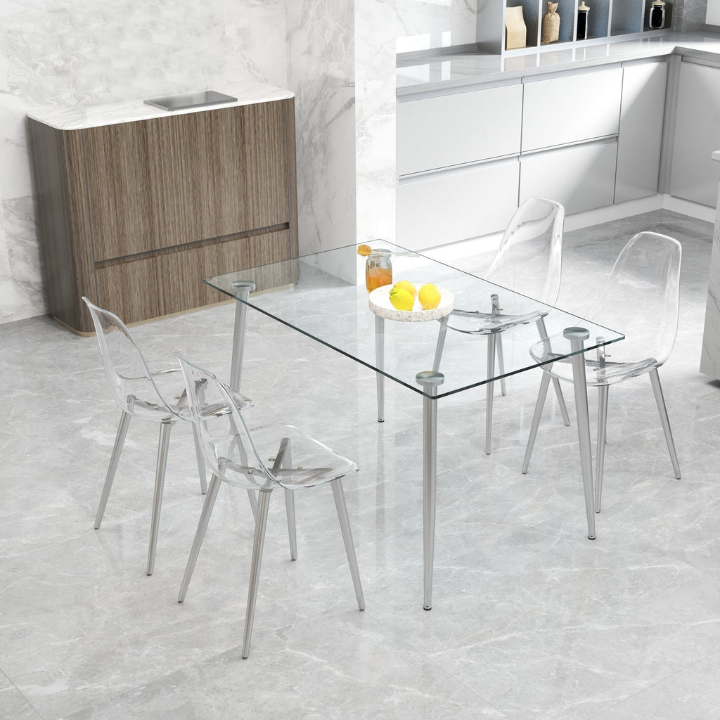 Transparent Dining Chairs, 6 pc Set