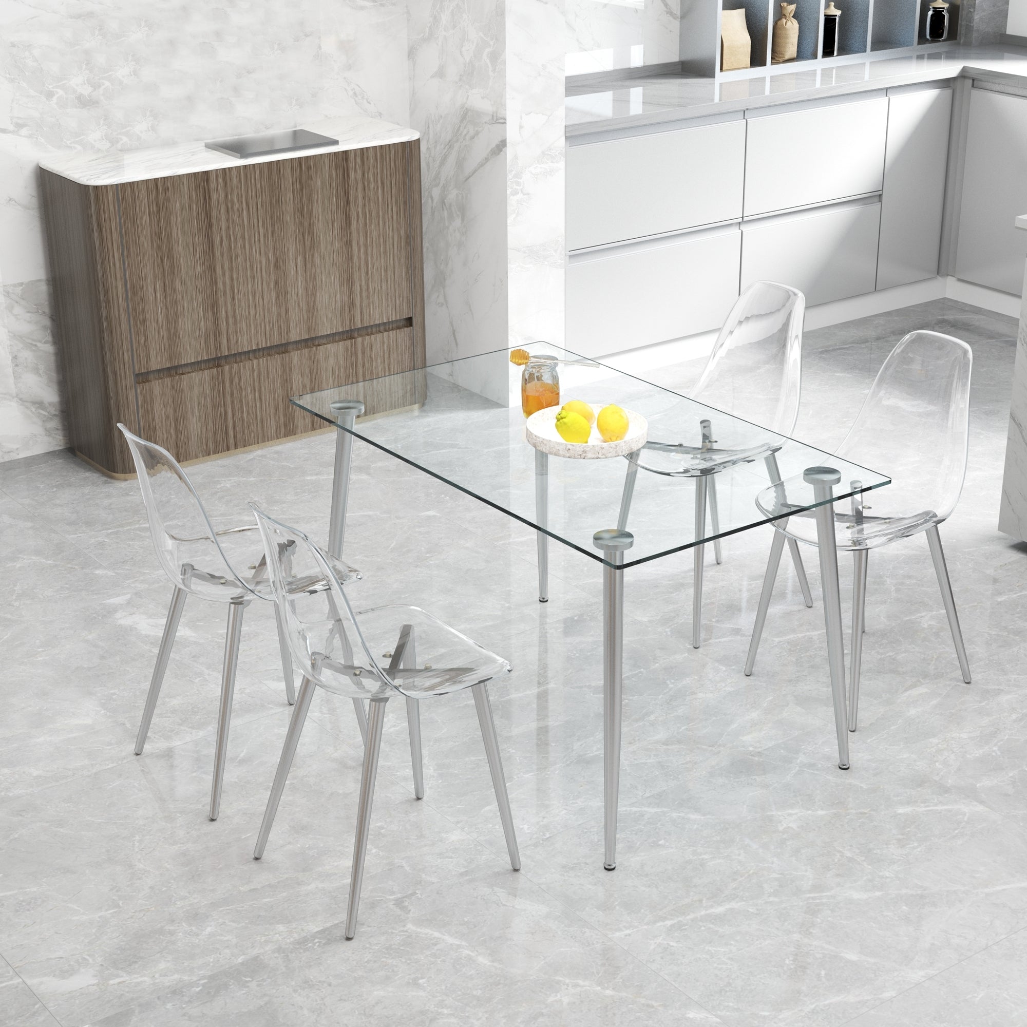 Transparent Dining Chairs, 6 pc Set