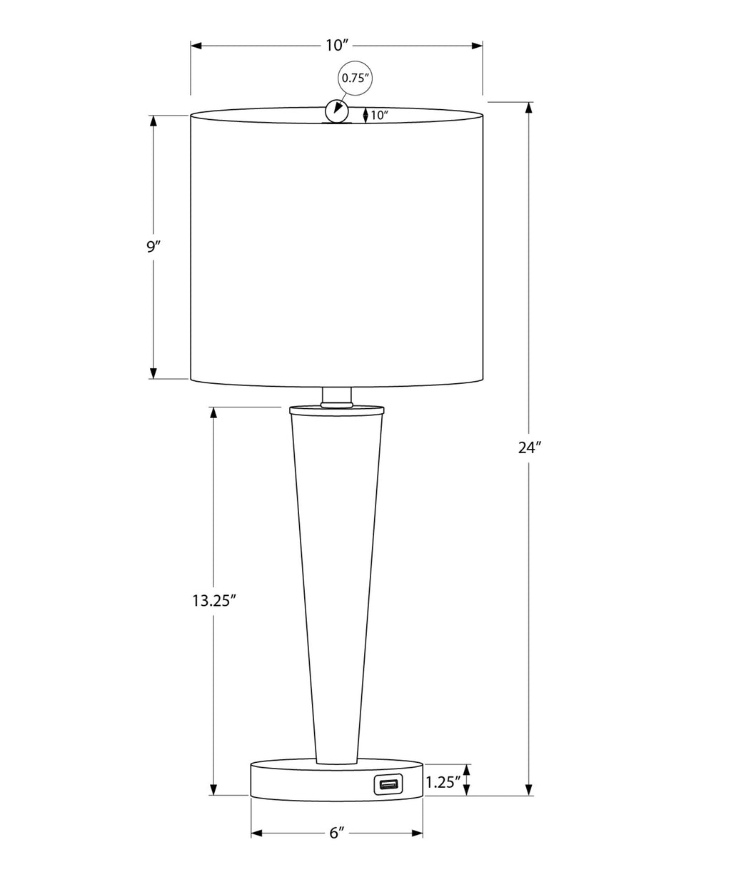 Table Lamp in Black Metal with USB port, set of 2
