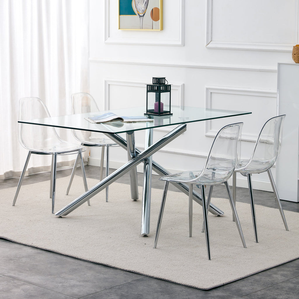 Transparent Dining Chairs, 6 pc Set