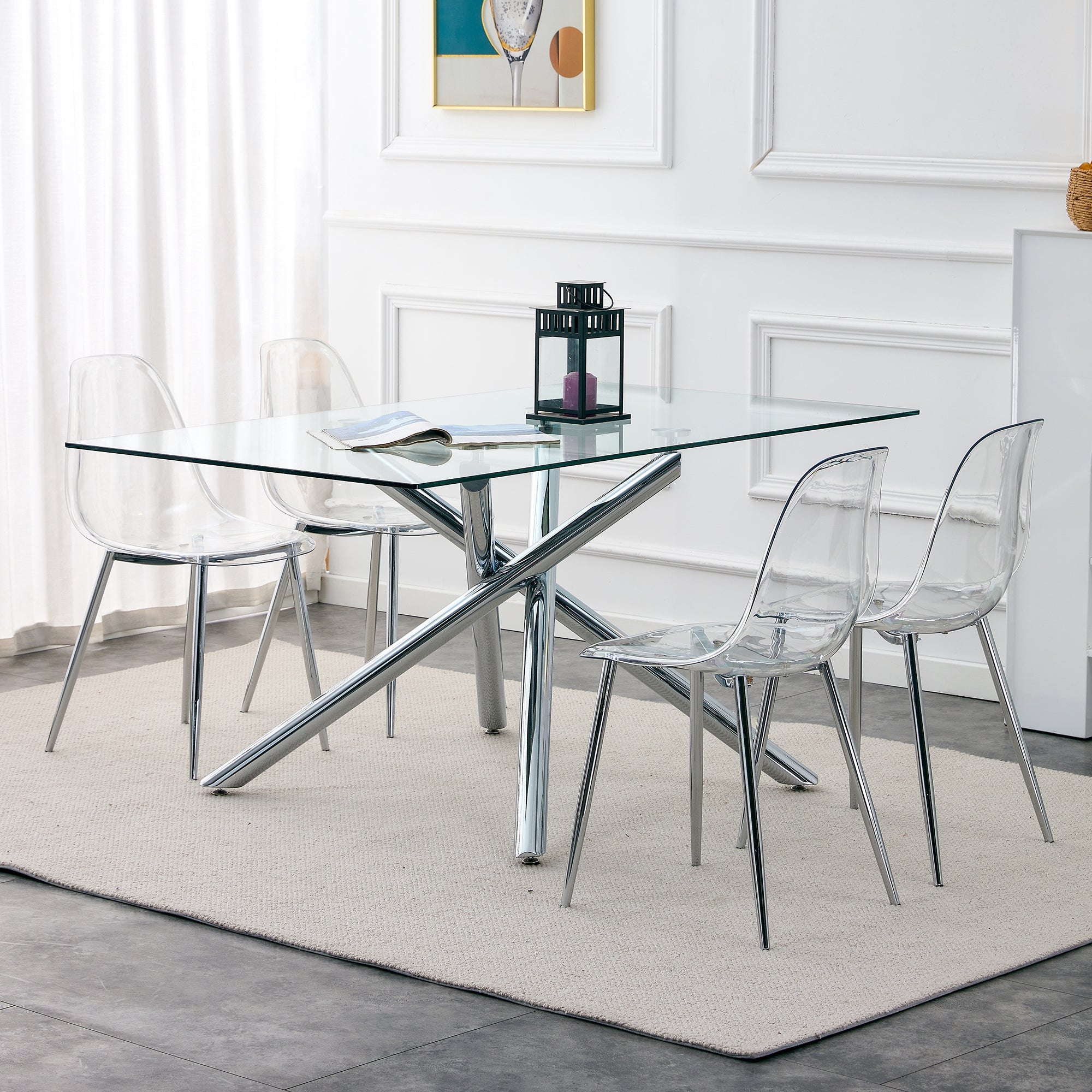 Transparent Dining Chairs, 6 pc Set