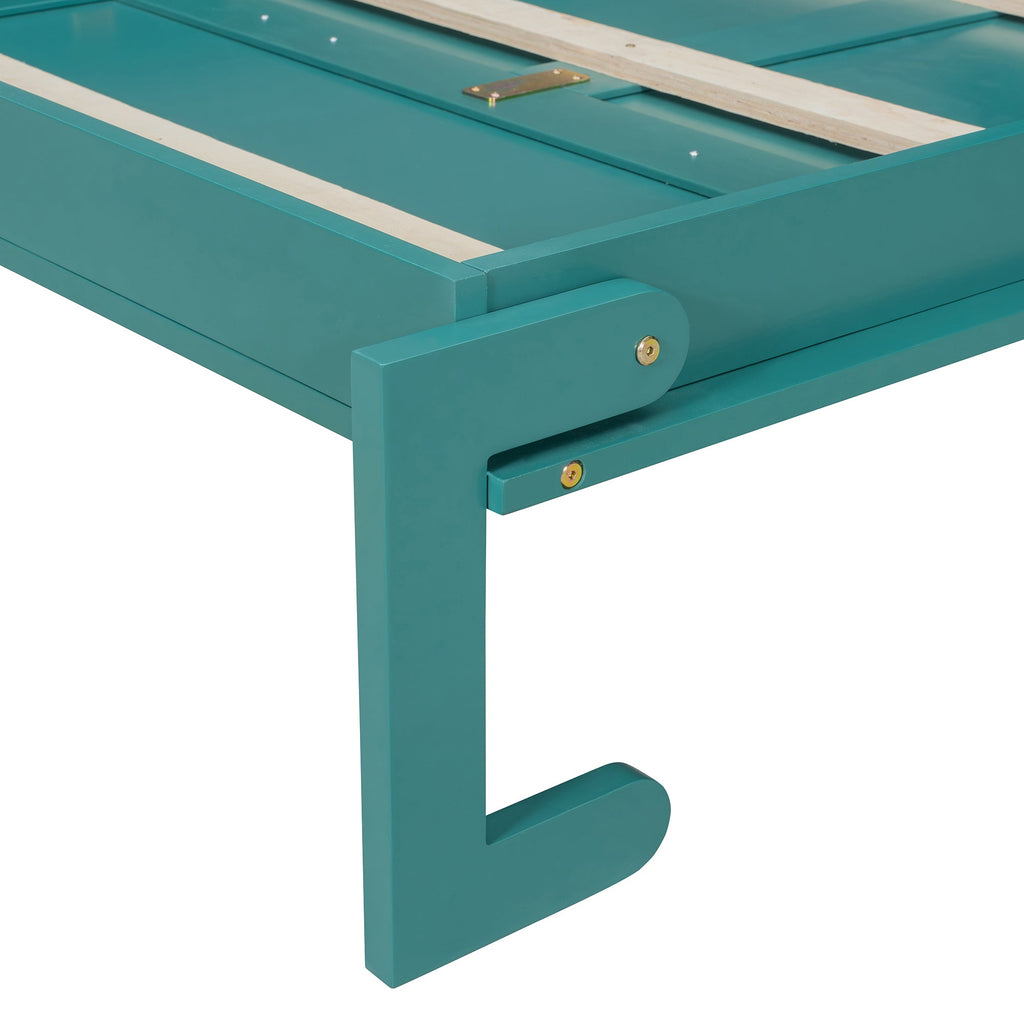 Rotating Wall Murphy Beds with Bookshelf, Teal (TWIN)