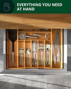 Bamboo Silverware Drawer Organizer, Expandable