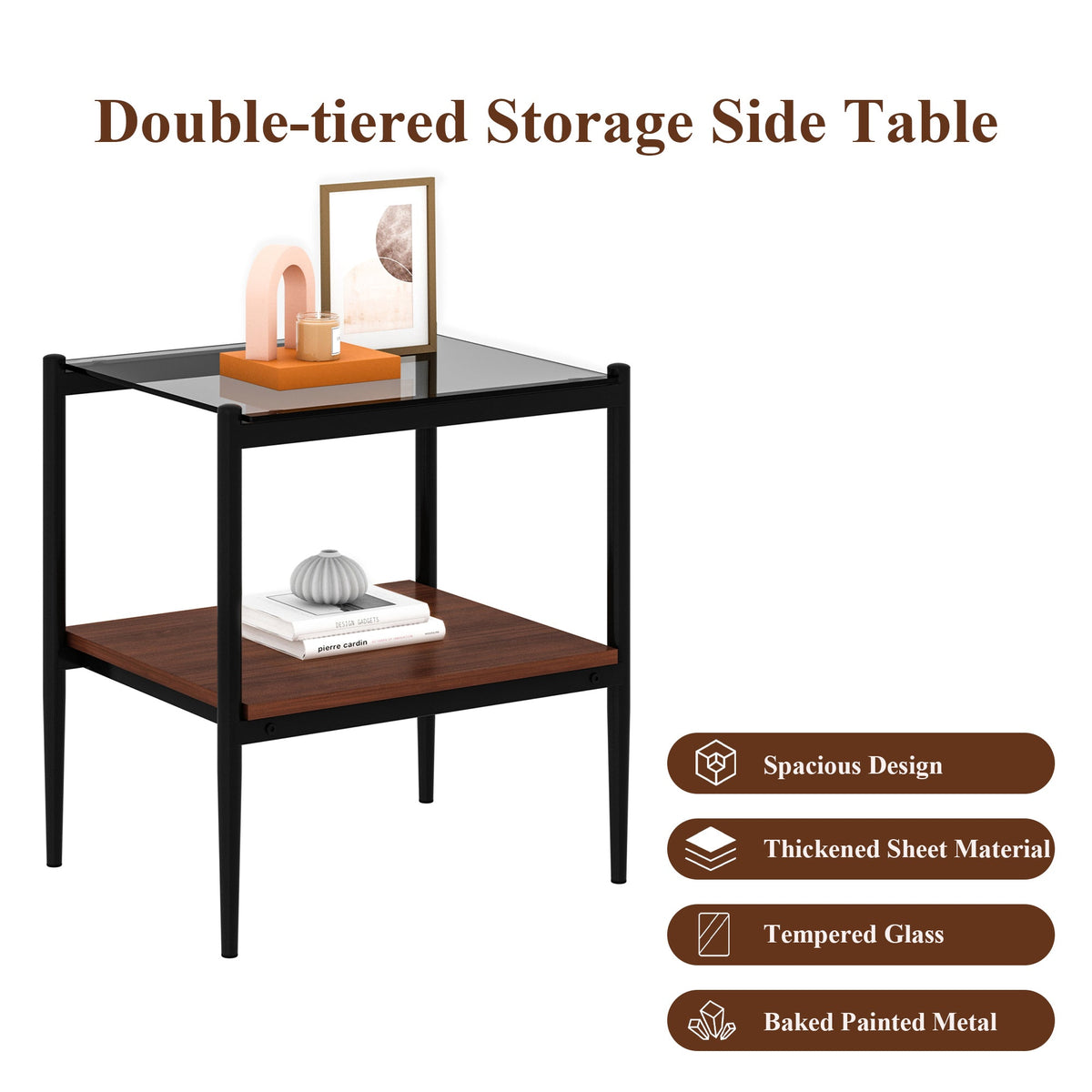 End Table Gray Glass, set of 2