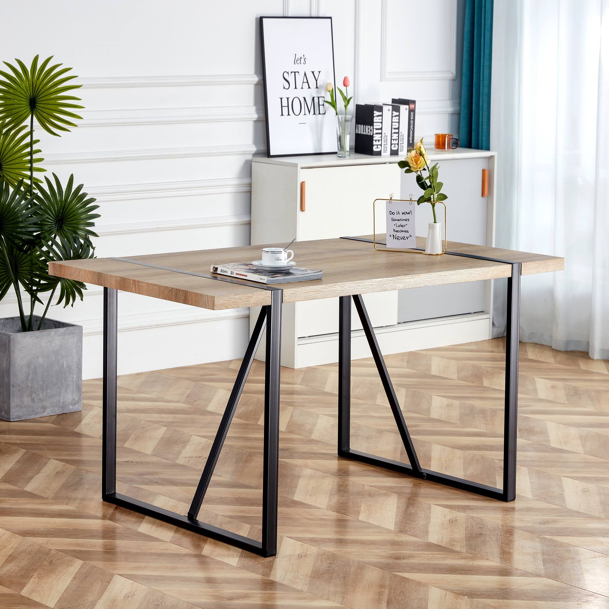 Table with Stylish Metal Frame