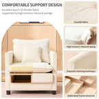Modern Reading Armchair with Cushion, Beige