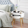 Nightingale 18"H Table with Drawer & Oak Legs, White