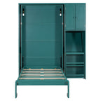 Rotating Wall Murphy Beds with Bookshelf, Teal (TWIN)