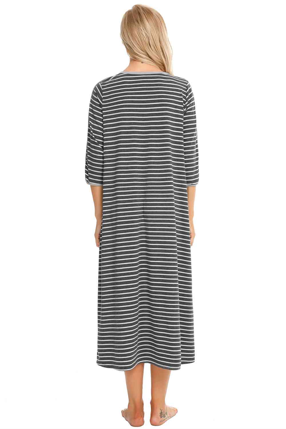 Pajama Dress with Round Neck