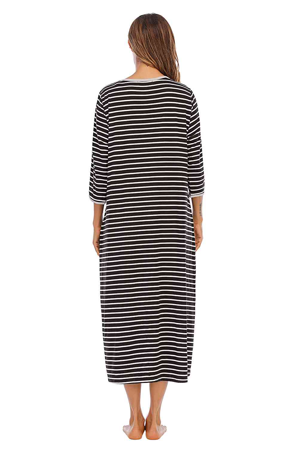 Pajama Dress with Round Neck