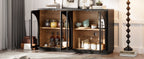 4-Door Storage Sideboard Buffet Cabinet with Arched Glass Doors