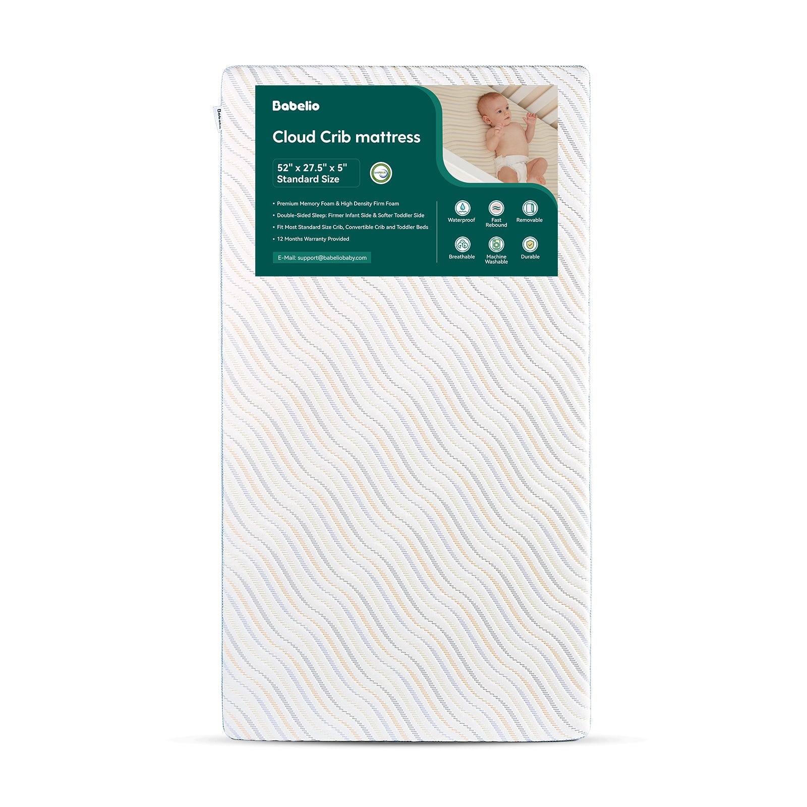 Cloud 4 Crib & Toddler Mattress with Soybean Cover by Babelio