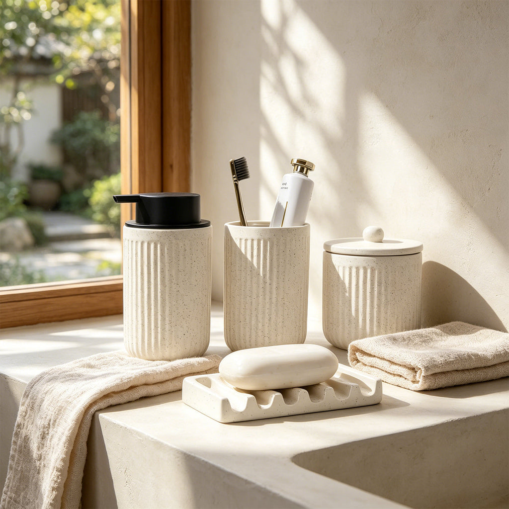 Foaming Bathroom Set 4-Piece Recycled Eco-Clay by BosilunLife
