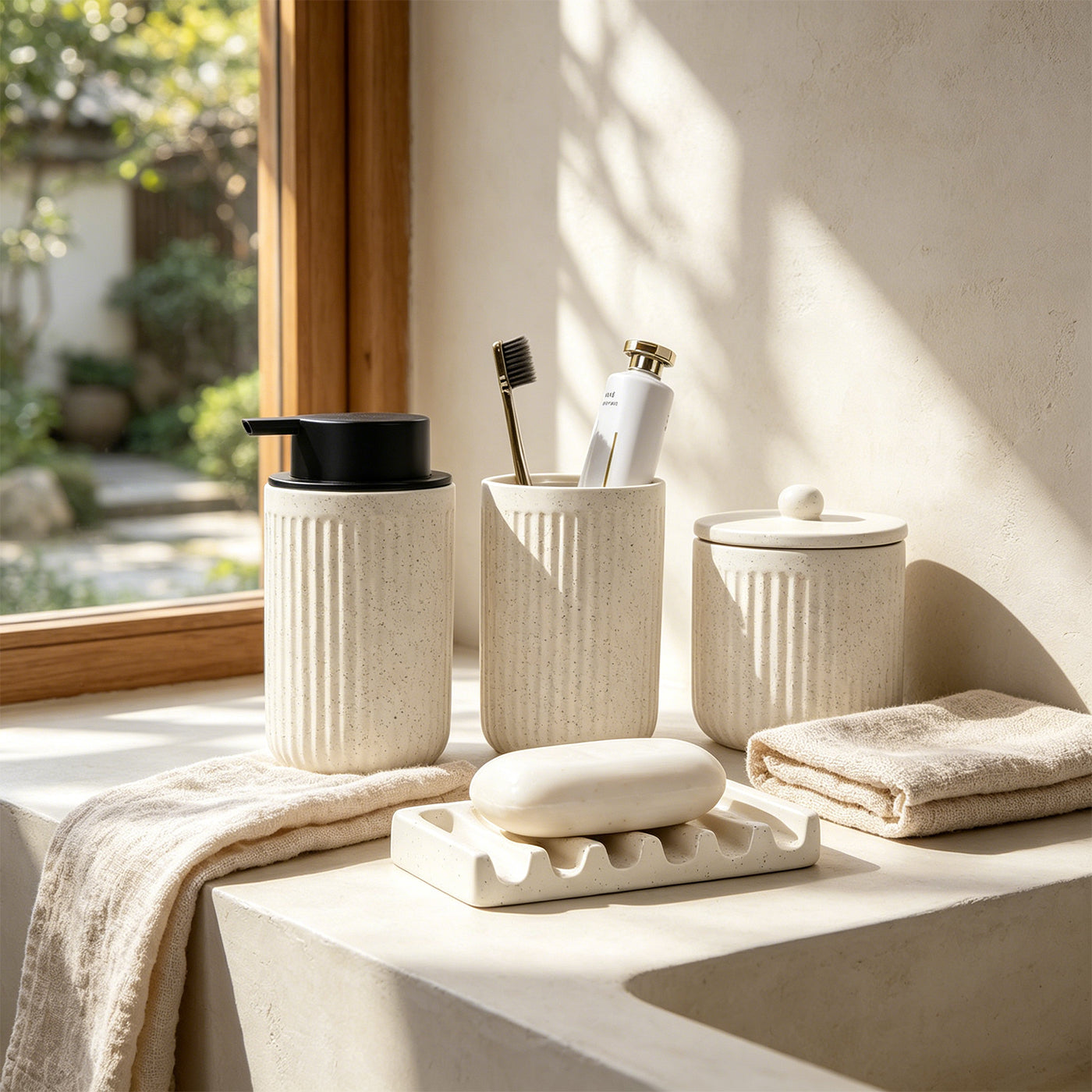 Foaming Bathroom Set 4-Piece Recycled Eco-Clay by BosilunLife