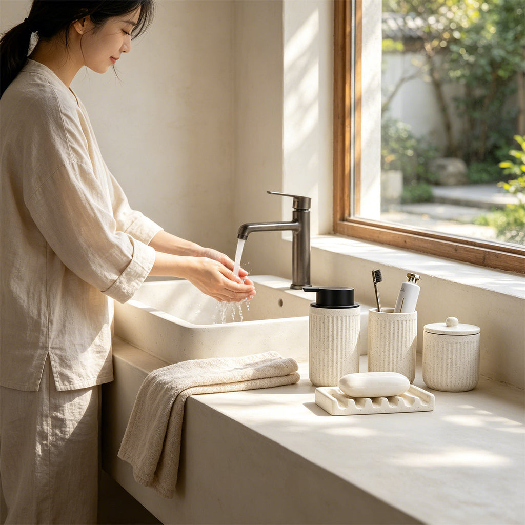 Foaming Bathroom Set 4-Piece Recycled Eco-Clay by BosilunLife