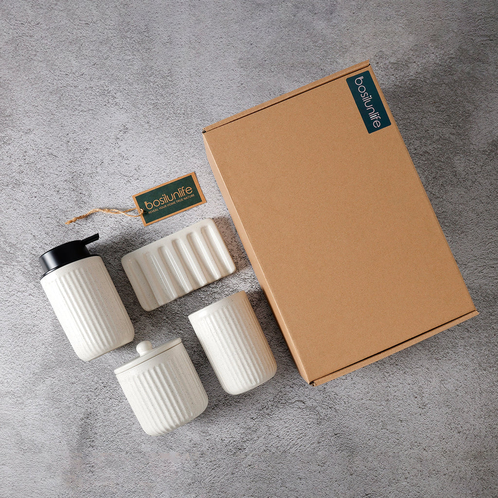 Foaming Bathroom Set 4-Piece Recycled Eco-Clay by BosilunLife