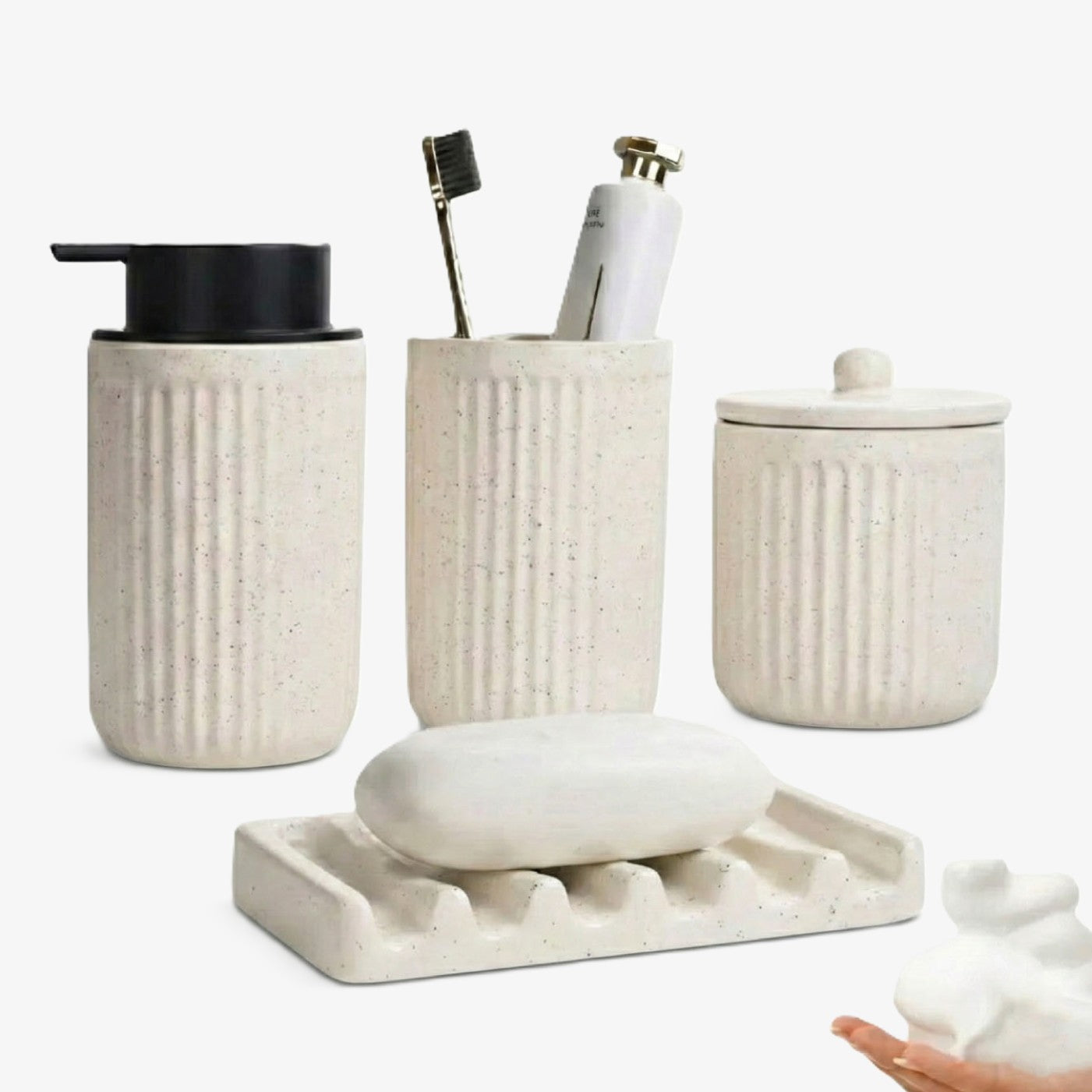 Foaming Bathroom Set 4-Piece Recycled Eco-Clay by BosilunLife