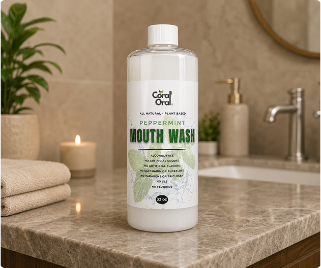Peppermint Mouth Wash by Coral Oral, 32oz - family size