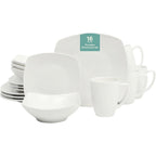 Square Porcelain Dinnerware Set, 16 pc, white