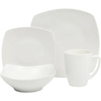 Square Porcelain Dinnerware Set, 16 pc, white