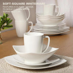 Square Porcelain Dinnerware Set, 16 pc, white