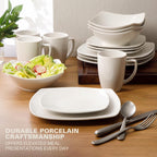 Square Porcelain Dinnerware Set, 16 pc, white