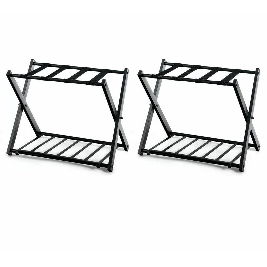 Luggage Rack, Folding Black Metal, set of 2