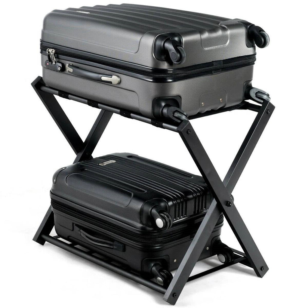 Luggage Rack, Folding Black Metal, set of 2