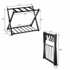 Luggage Rack, Folding Black Metal, set of 2