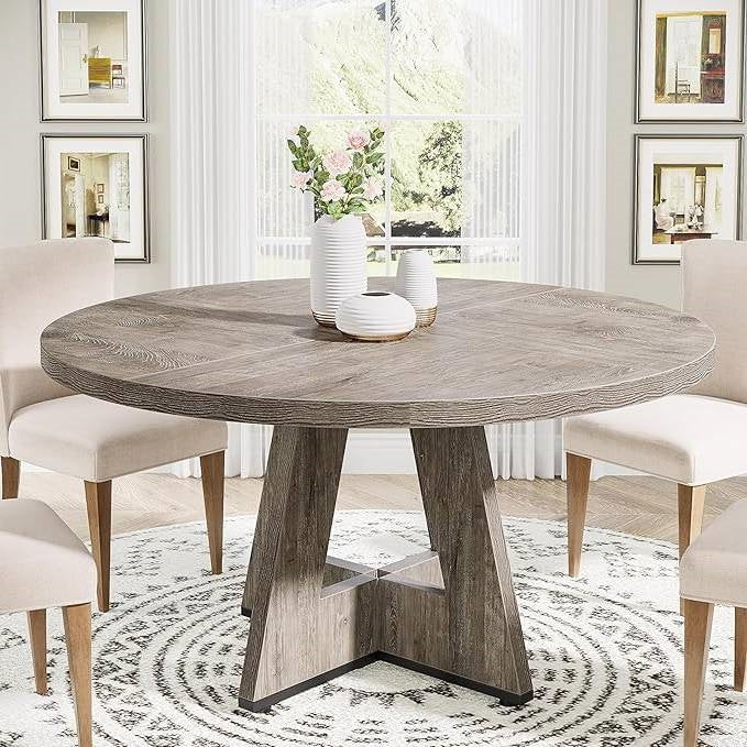 Farmhouse Retro Circular Dining Table, Grey by HomePacific