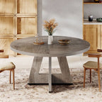Farmhouse Retro Circular Dining Table, Grey by HomePacific