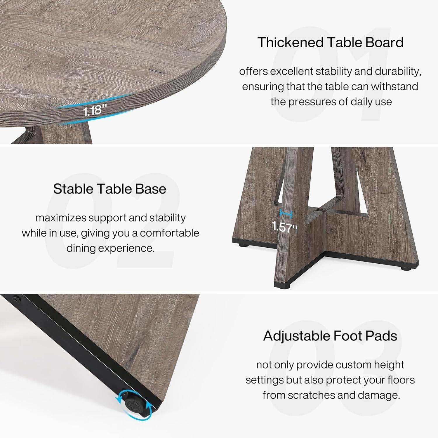 Farmhouse Retro Circular Dining Table, Grey by HomePacific