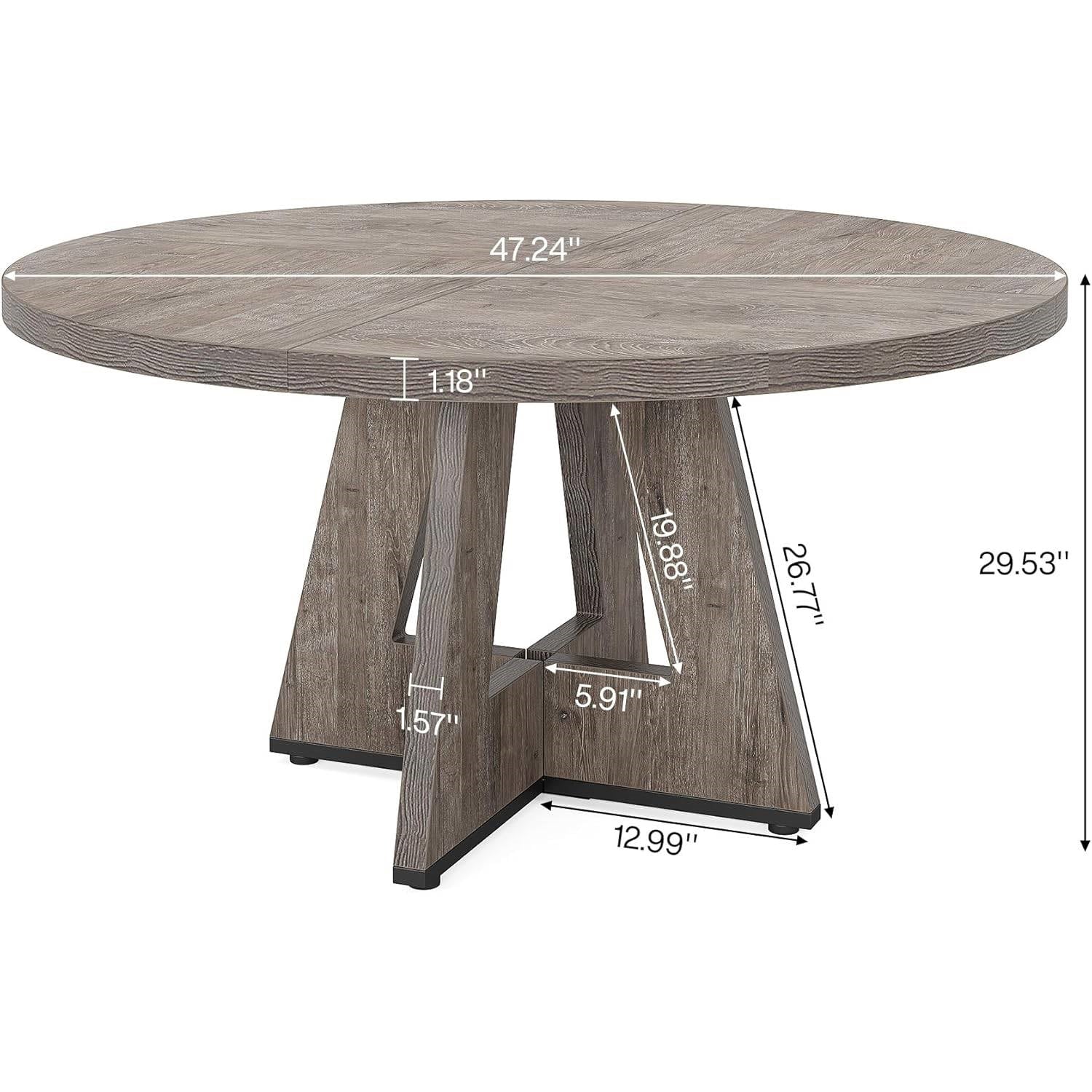 Farmhouse Retro Circular Dining Table, Grey by HomePacific
