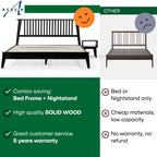 Kaylin Solid Wood Bed Frame & Nightstand