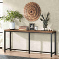 Wood-Black Metal Hallway Sofa Table, 70-inch