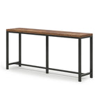 Wood-Black Metal Hallway Sofa Table, 70-inch