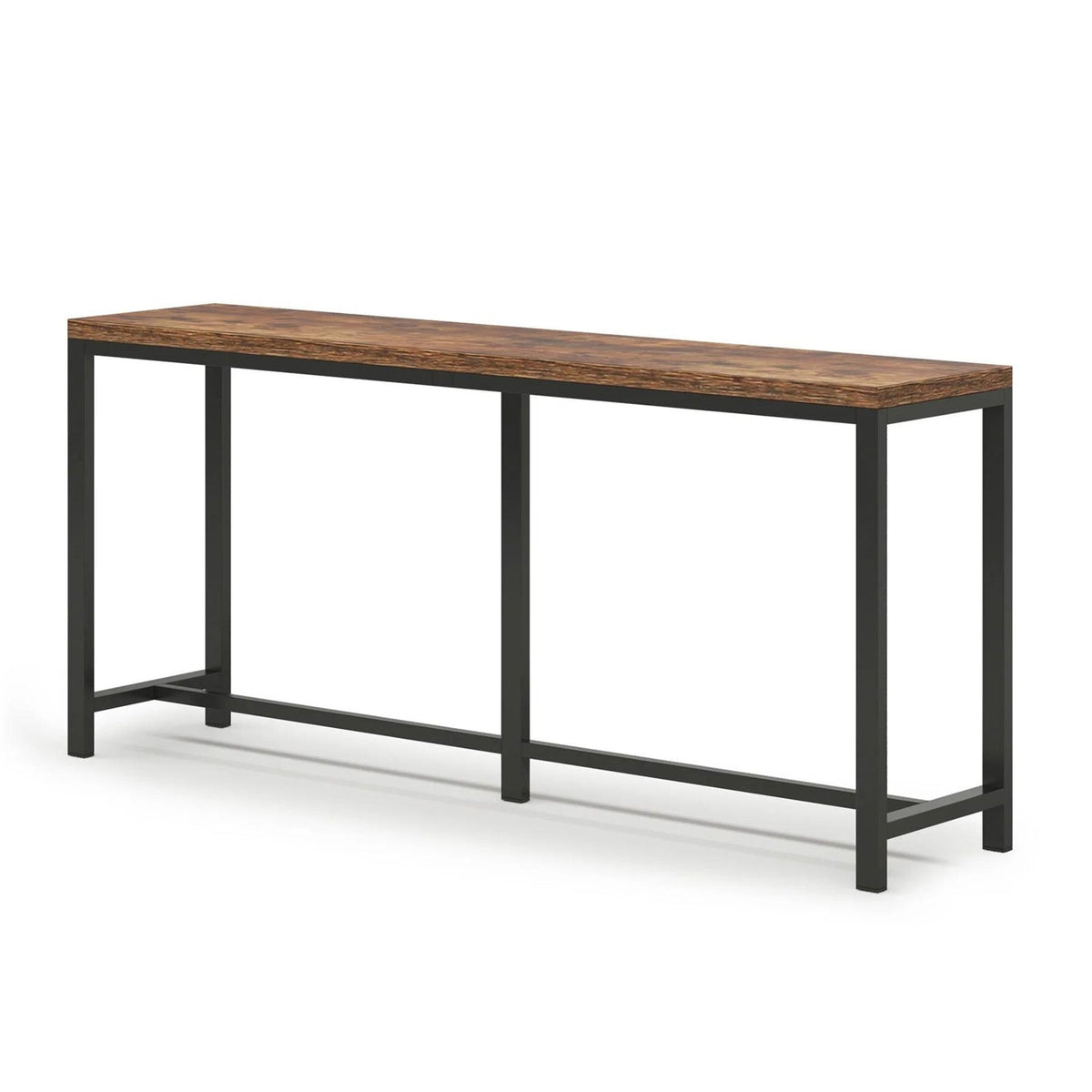 Wood-Black Metal Hallway Sofa Table, 70-inch