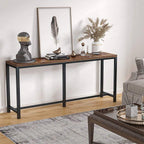 Wood-Black Metal Hallway Sofa Table, 70-inch