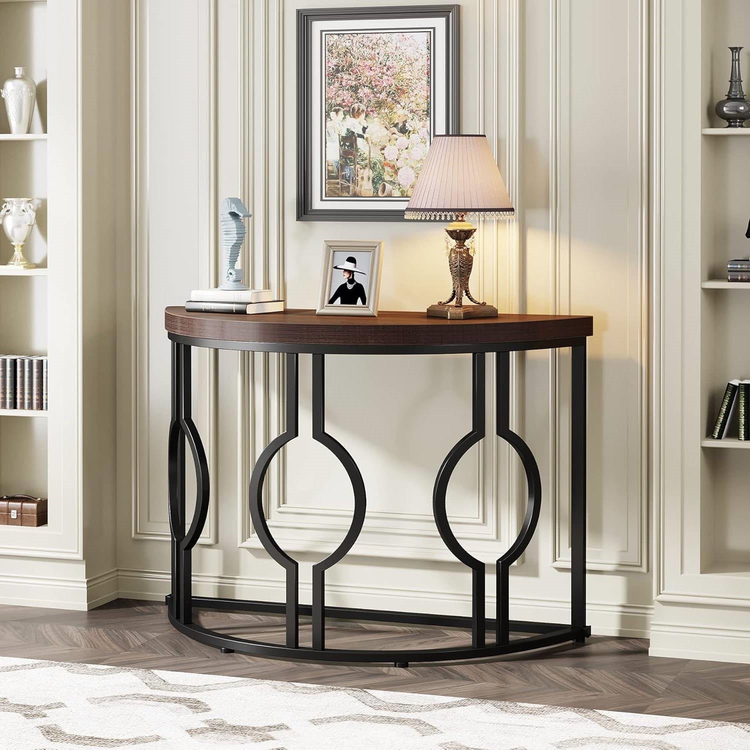 Modern 43-inch Half Moon Accent Console Table