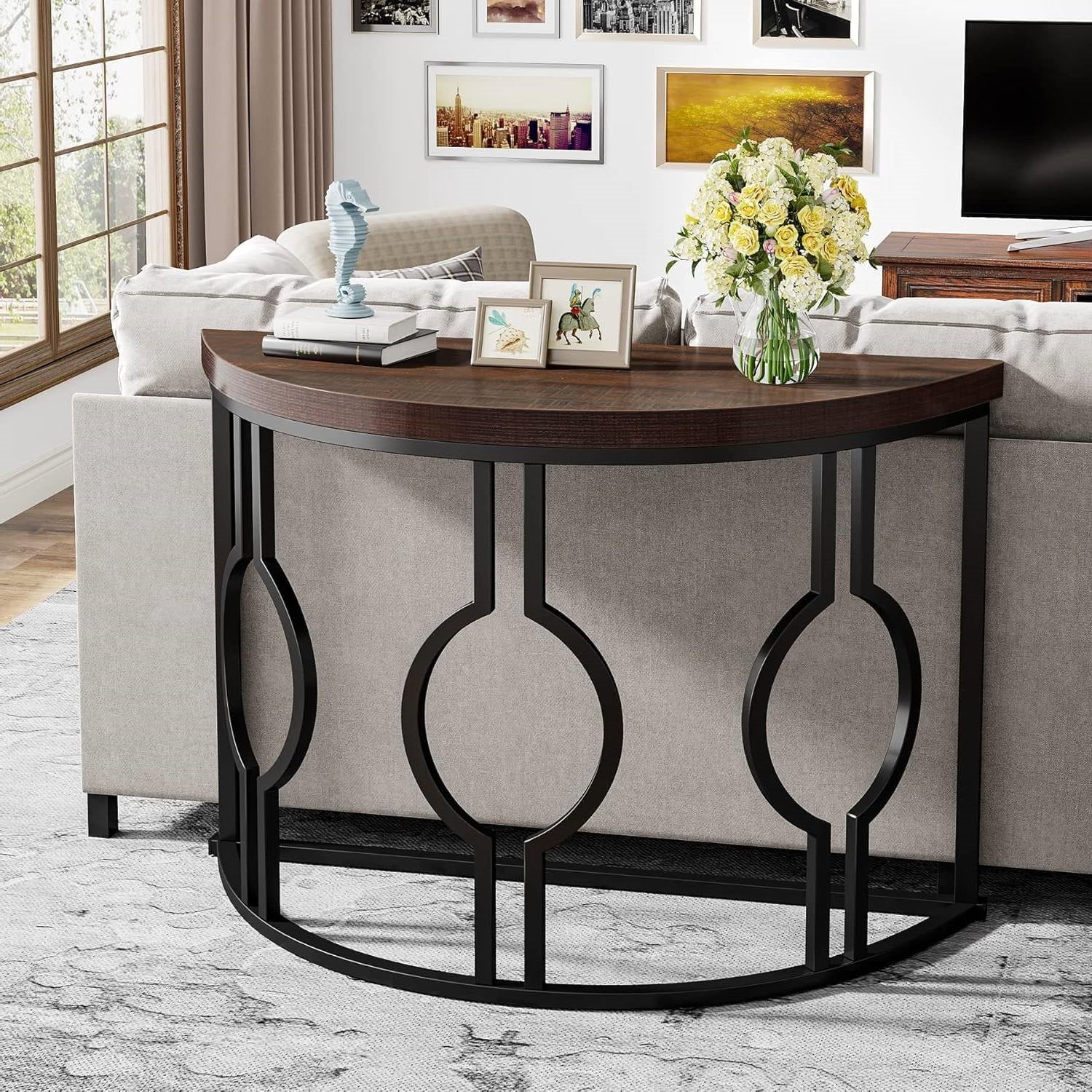 Modern 43-inch Half Moon Accent Console Table