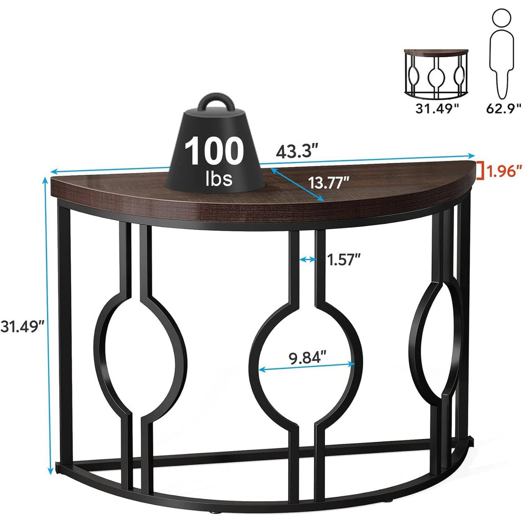 Modern 43-inch Half Moon Accent Console Table