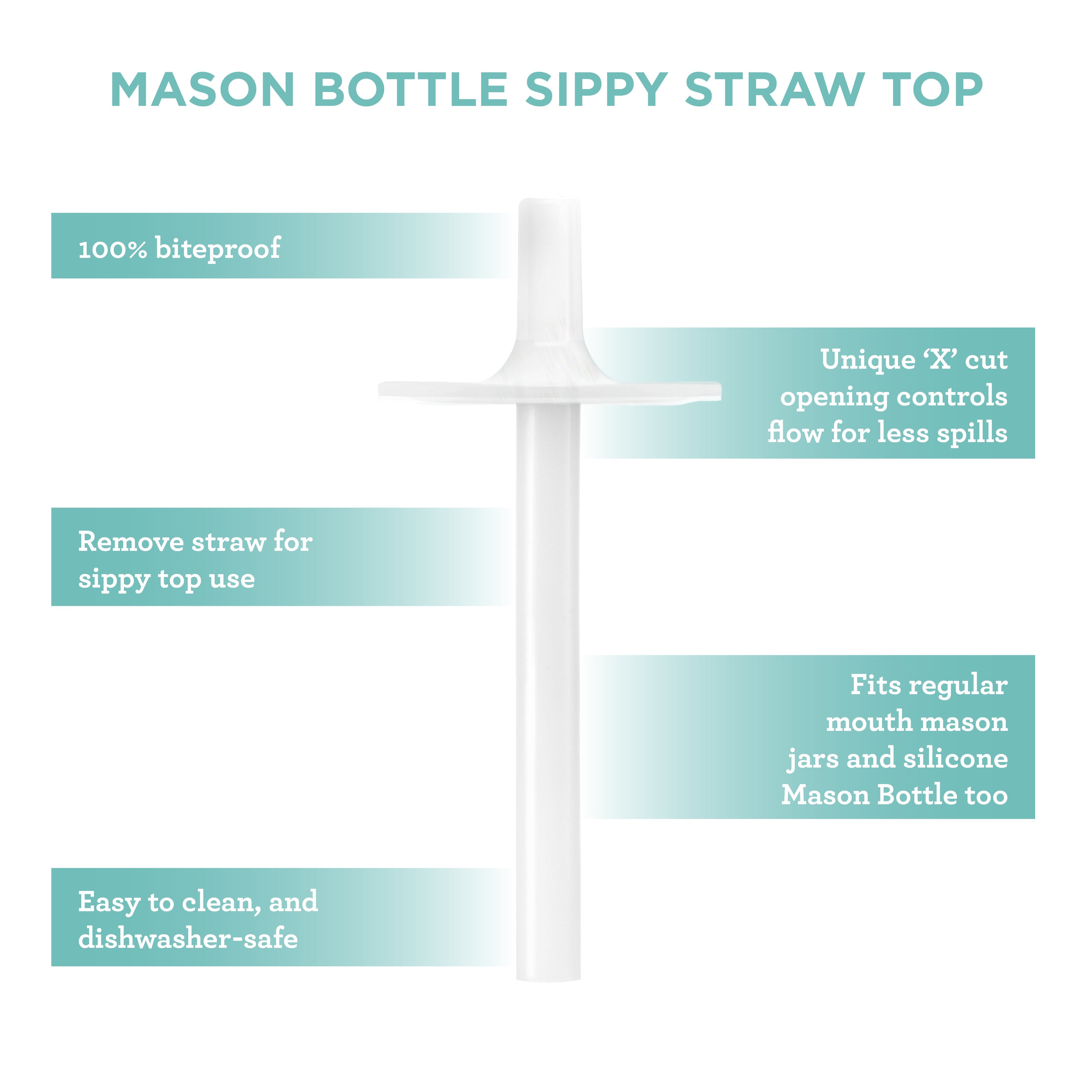 Silicone Straw Tops by Mason Bottle, set of 2