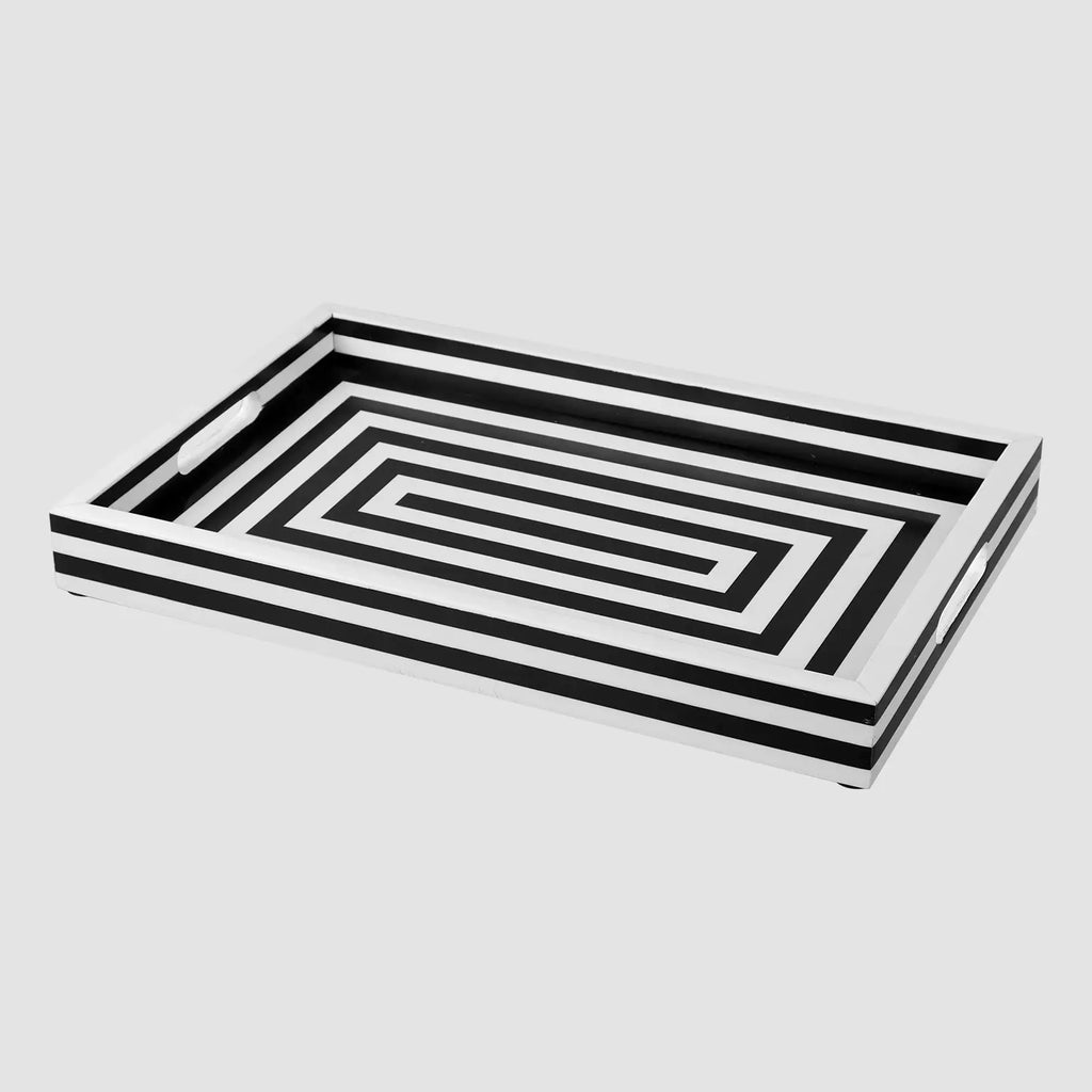 Tray in Black White Concentric Design, 2 sizes