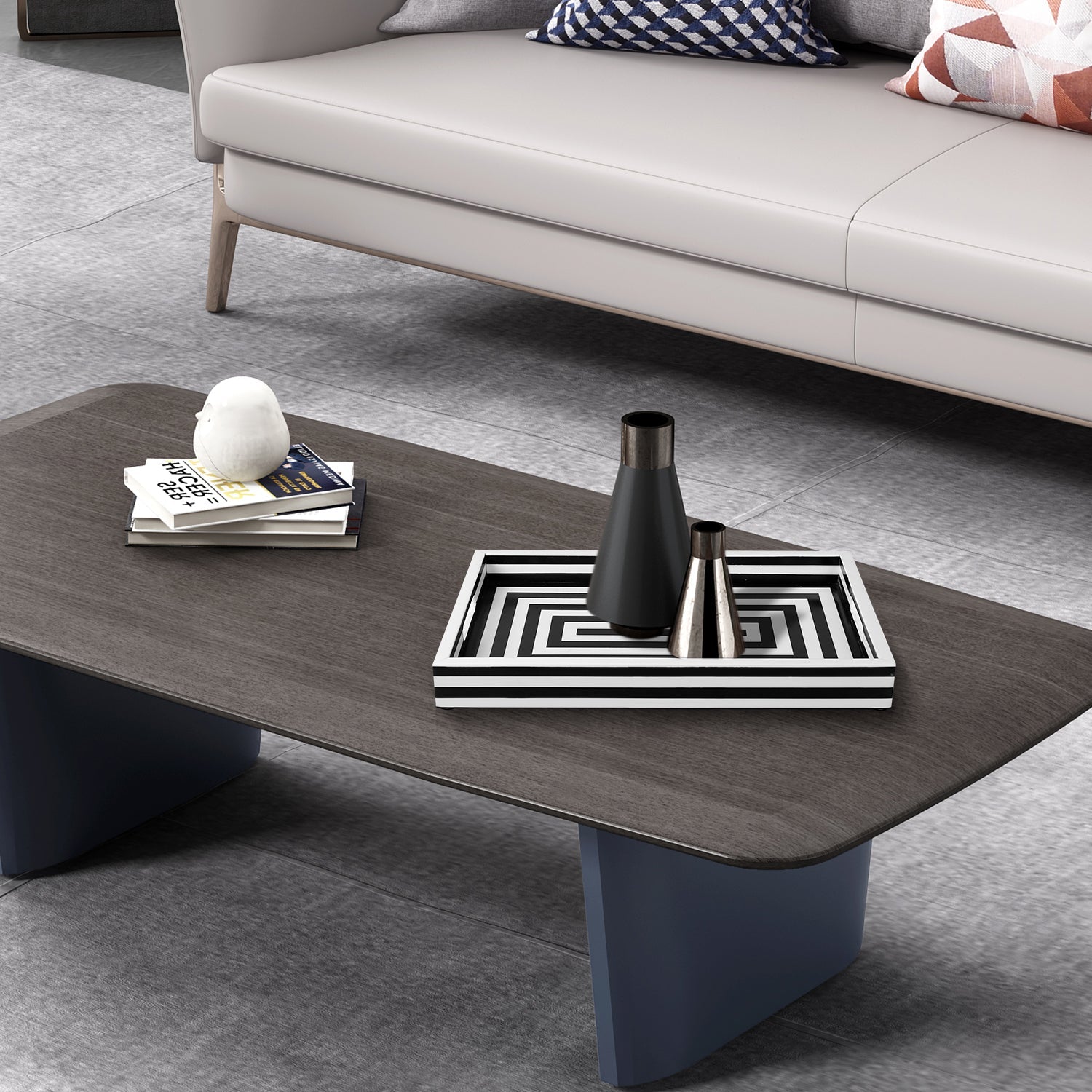 Tray in Black White Concentric Design, 2 sizes