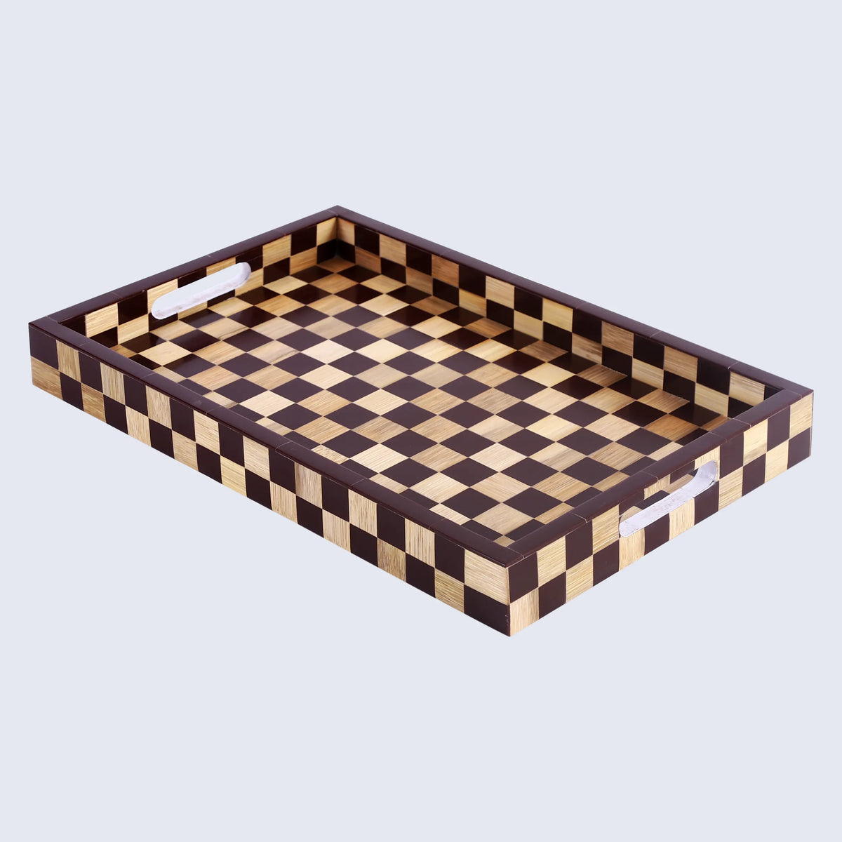 Brown Checkered Decorative Tray